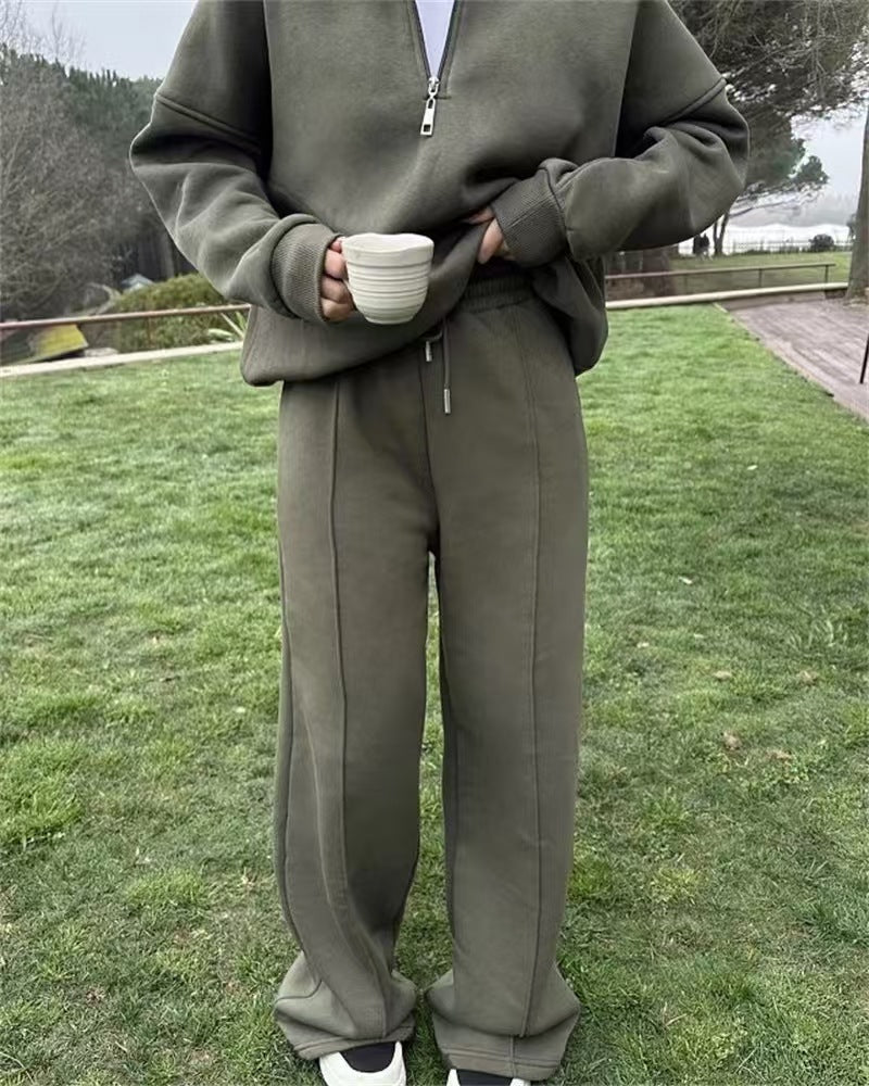 T588-747-Half zip pullover sweatshirt, sweatpants, loose and casual GYYF - Image 4