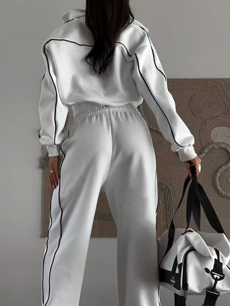 T588-772  Women's zipper cardigan jacket sportswear set - Image 6