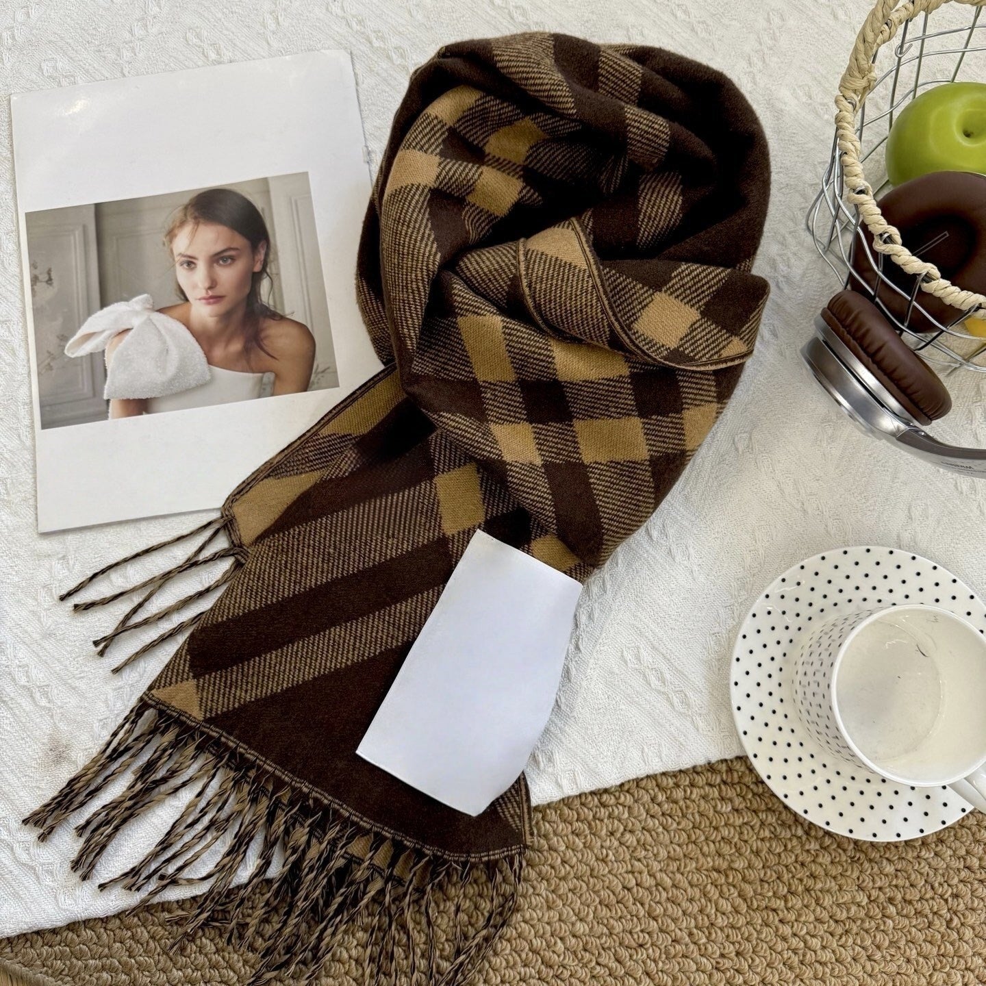 T588-791   Autumn and winter plaid scarf imitation cashmere double-sided thickened plaid - Image 2