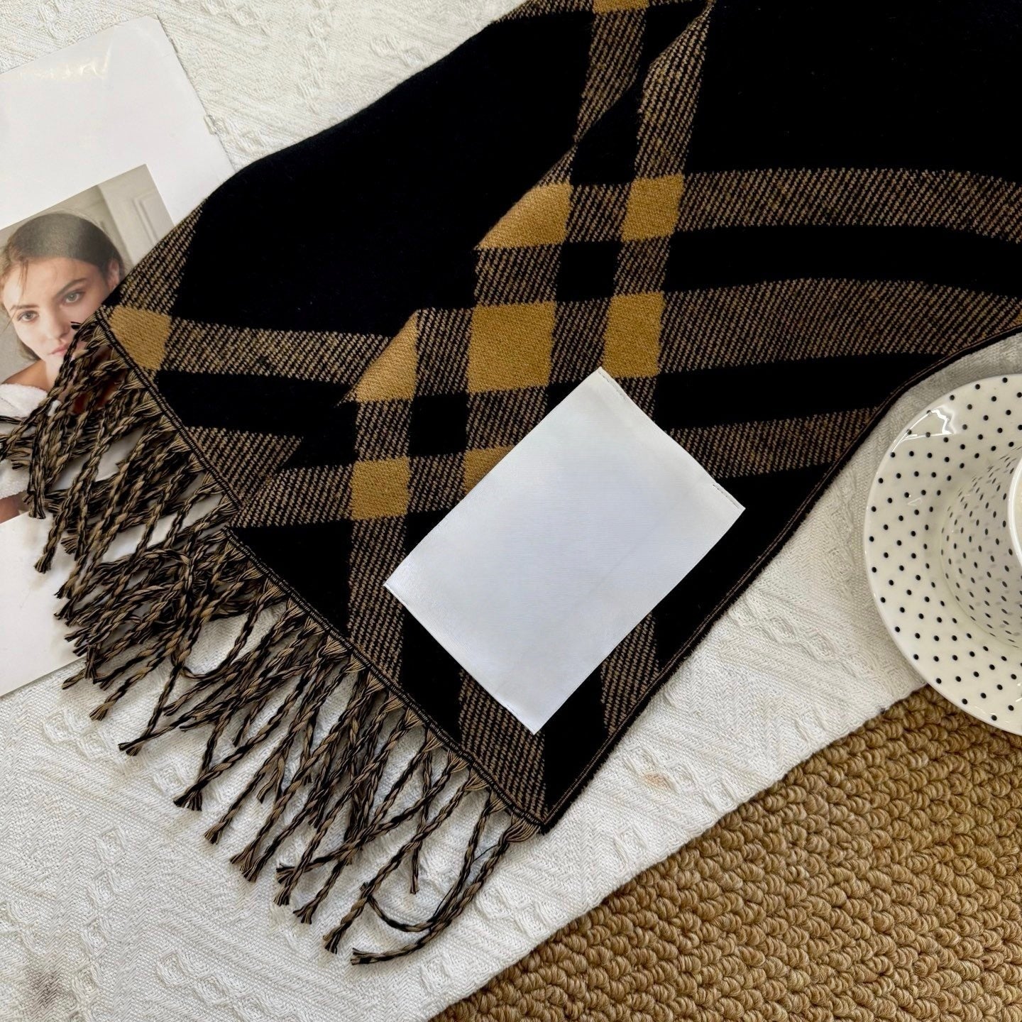 T588-791   Autumn and winter plaid scarf imitation cashmere double-sided thickened plaid - Image 7