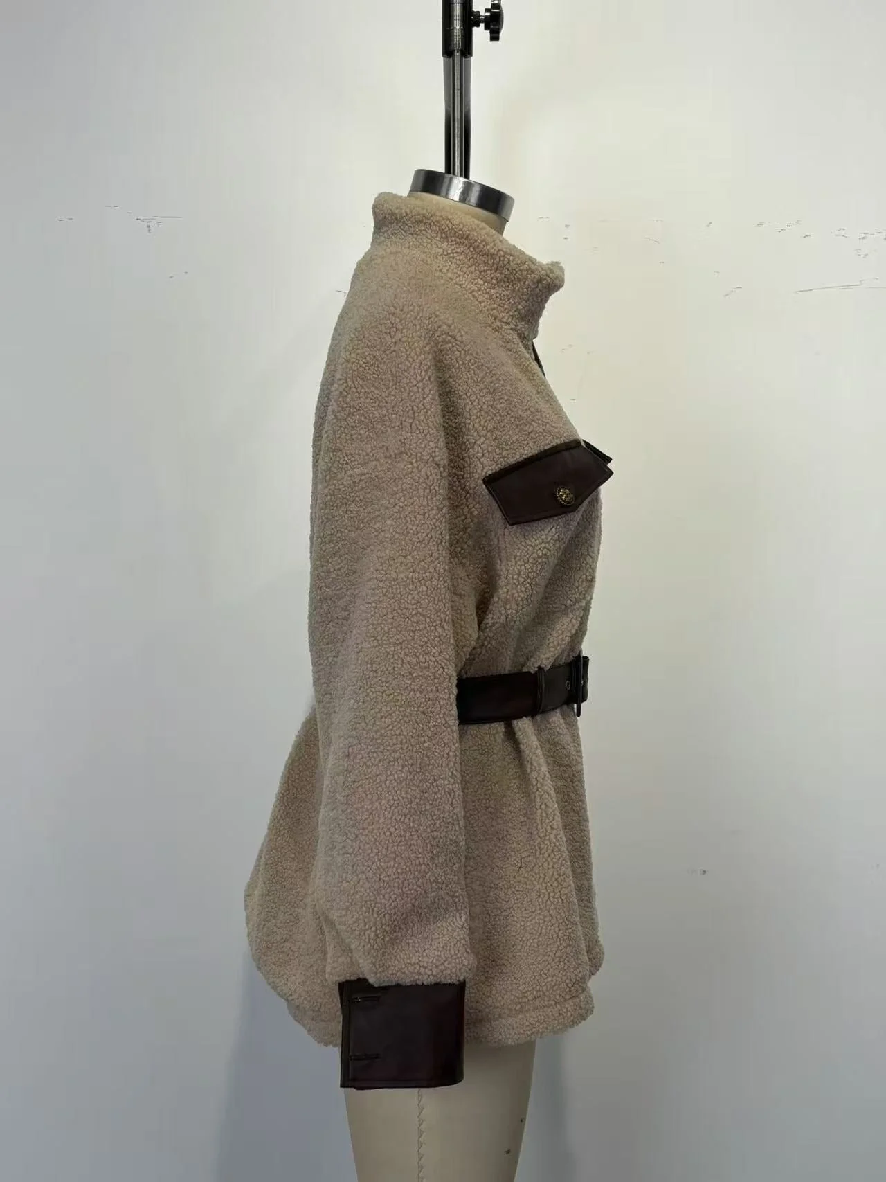 T588-828 Plush coat medium long women's clothing - Image 4