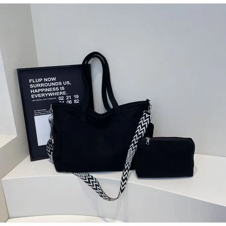 T588-859 Corduroy women's crossbody bag commuting tote bag - Image 3