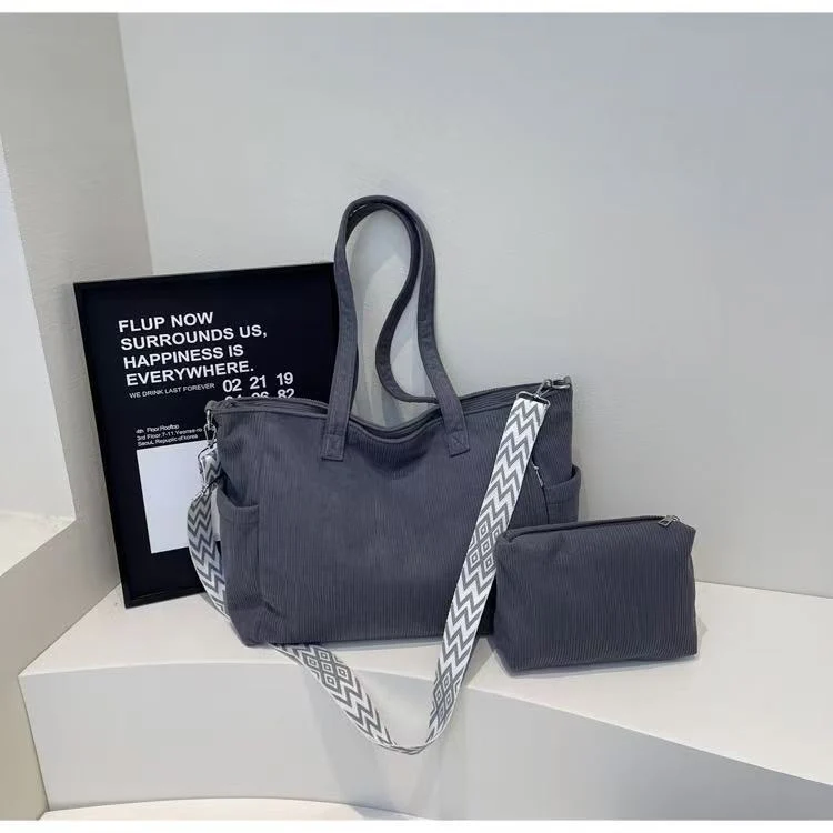 T588-859 Corduroy women's crossbody bag commuting tote bag - Image 4