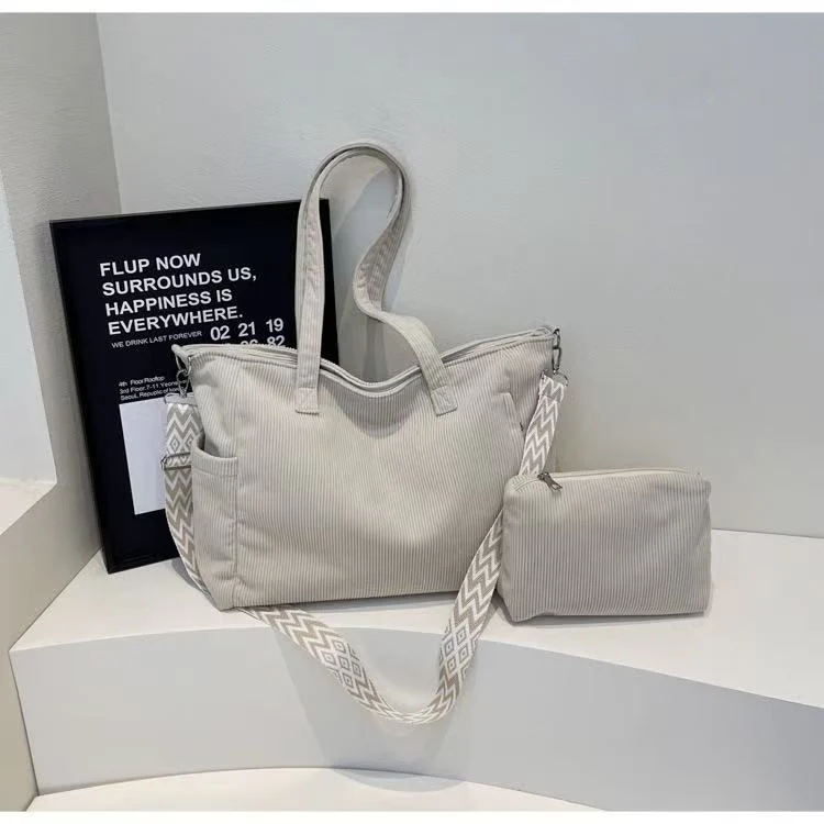T588-859 Corduroy women's crossbody bag commuting tote bag - Image 6