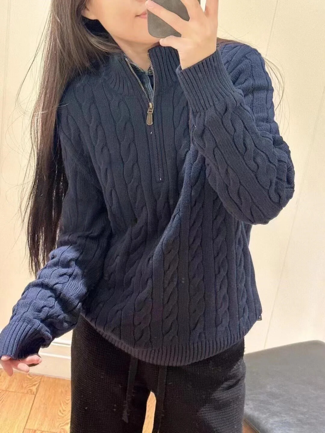 T588-876 Half zip Knitted Sweater Spring and Autumn Edition - Image 3