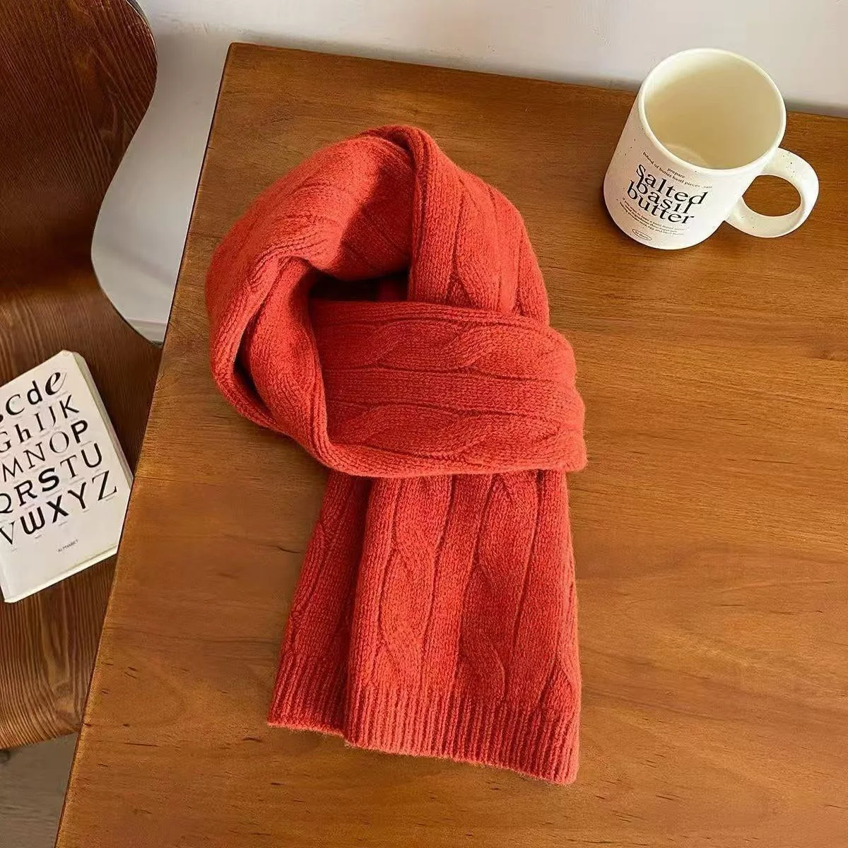T588-890  Men's and women's winter cold resistant and warm knitted scarf - Image 3