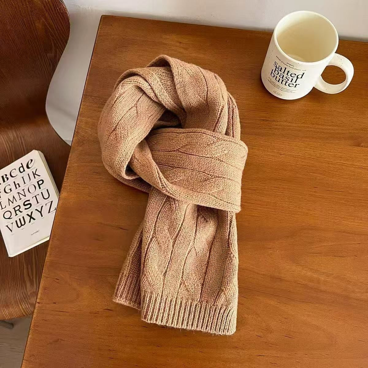 T588-890  Men's and women's winter cold resistant and warm knitted scarf - Image 5