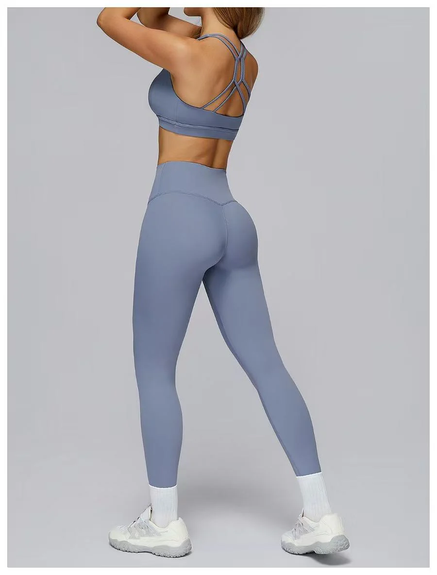 T588-899 Women's sports yoga suit set - Image 3