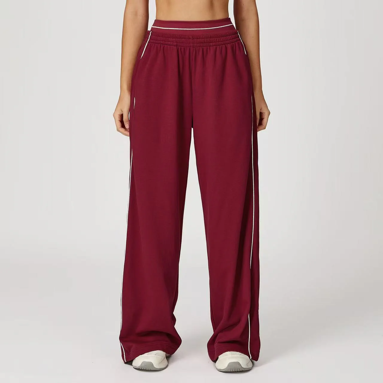 T588-901 High waisted straight leg sweatpants for outdoor casual wear - Image 4