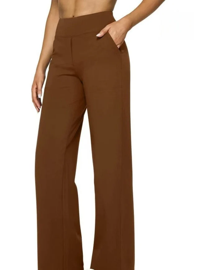 T588-903 Women's wide leg pants with pockets, casual straight leg pants - Image 14