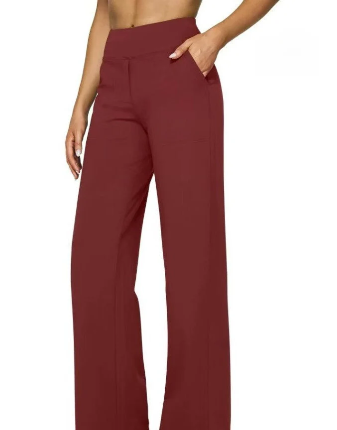 T588-903 Women's wide leg pants with pockets, casual straight leg pants - Image 16