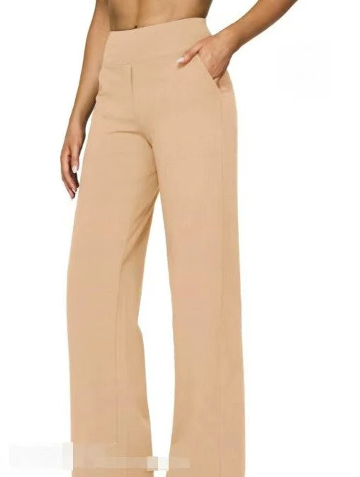 T588-903 Women's wide leg pants with pockets, casual straight leg pants - Image 3
