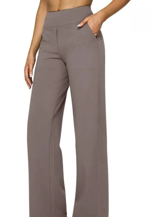 T588-903 Women's wide leg pants with pockets, casual straight leg pants - Image 4