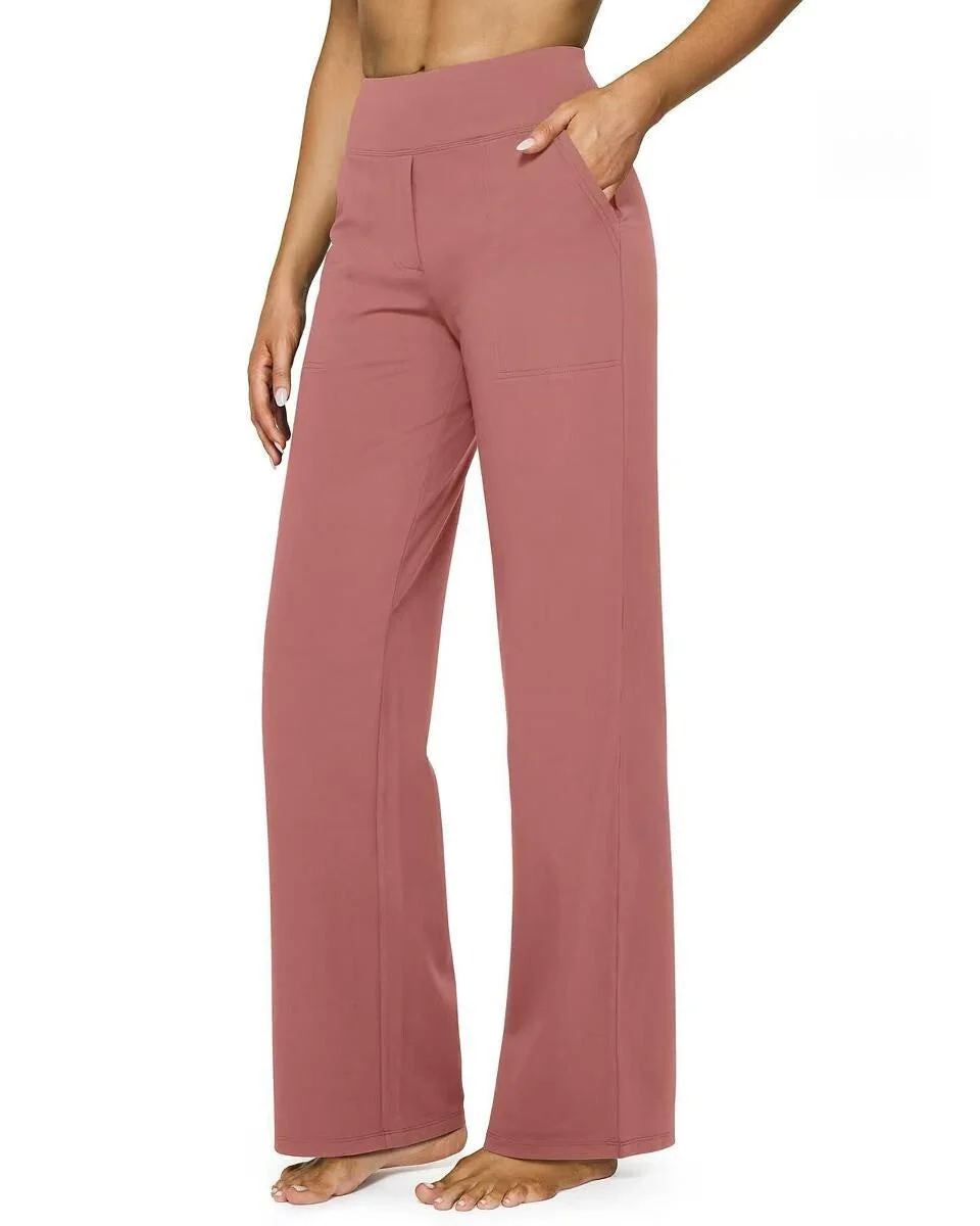T588-903 Women's wide leg pants with pockets, casual straight leg pants - Image 5