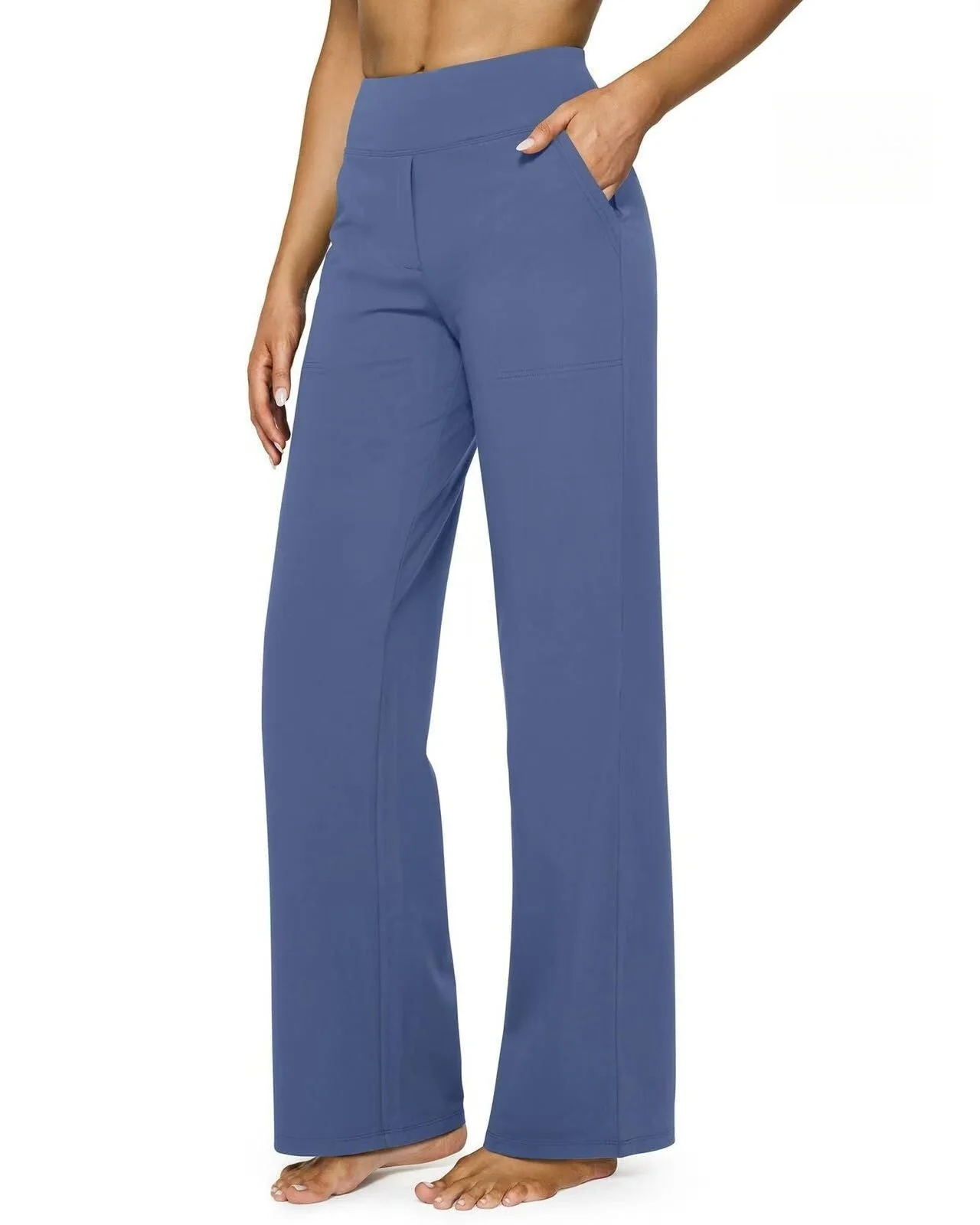 T588-903 Women's wide leg pants with pockets, casual straight leg pants - Image 6