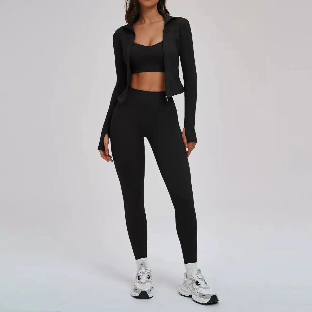 T588-909  Women's Yoga Tight Outdoor Exercise 3-Piece Set - Image 5