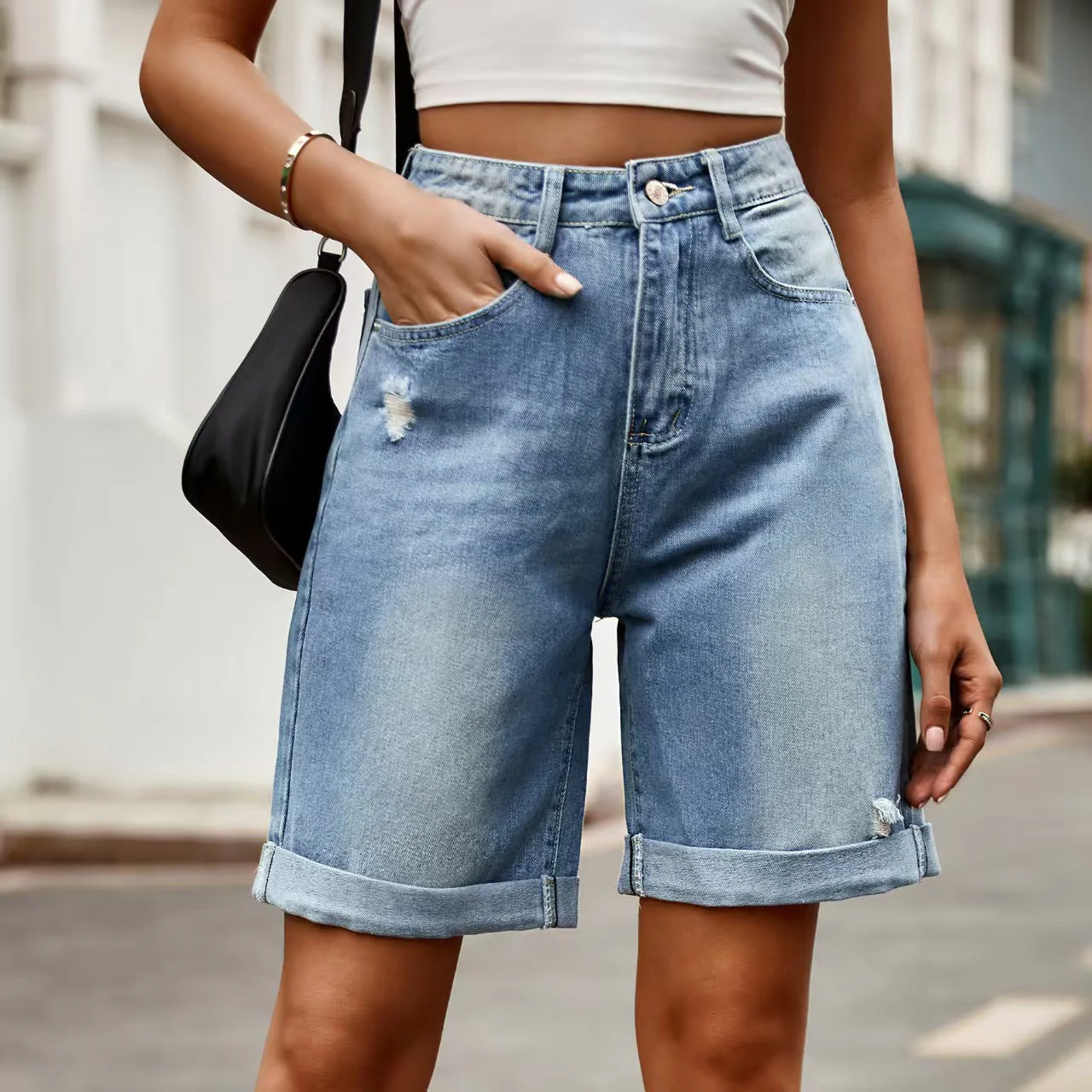 T588-920 Women's summer denim shorts - Image 3