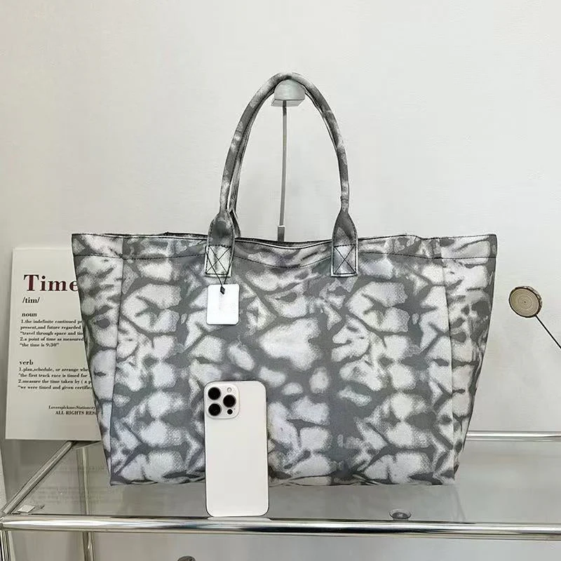 T588-938 Single shoulder canvas tote bag with large capacity outdoor pattern - Image 2