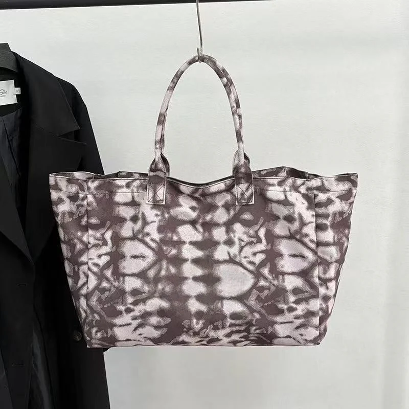 T588-938 Single shoulder canvas tote bag with large capacity outdoor pattern - Image 3