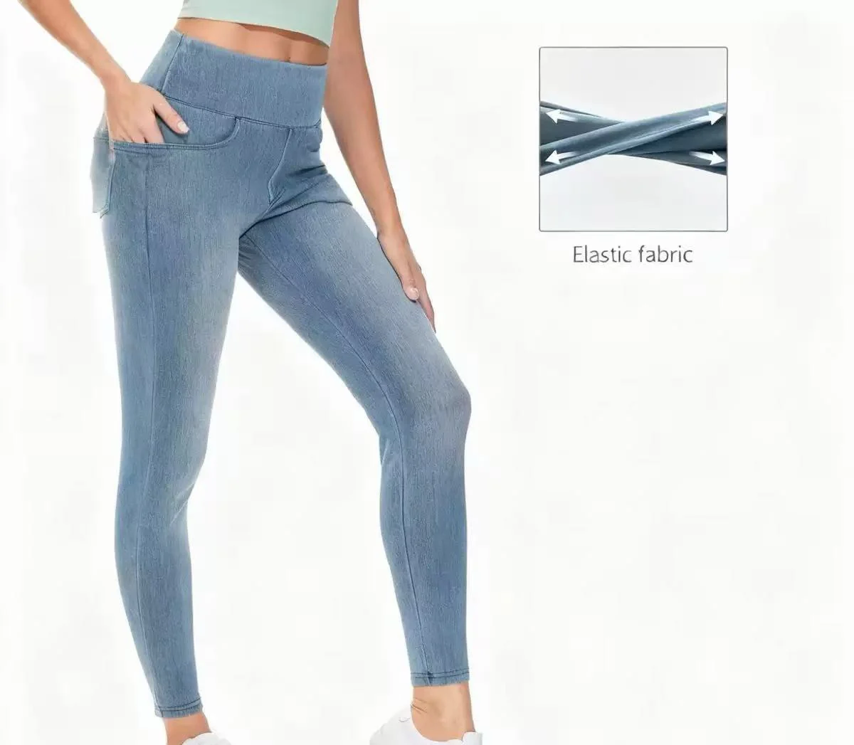 T588-973  Denim Leggings - Image 2