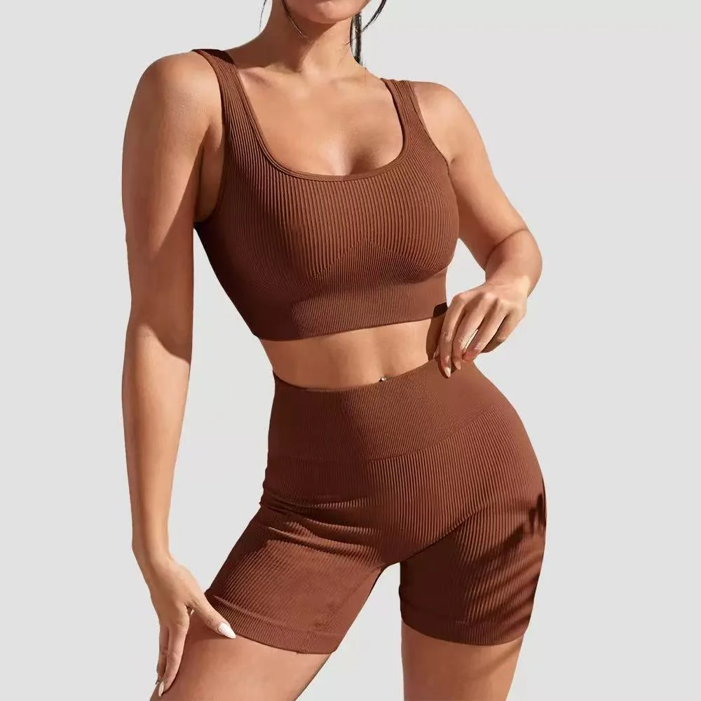 T588-976  Colorful shorts vest set yoga set - Image 10