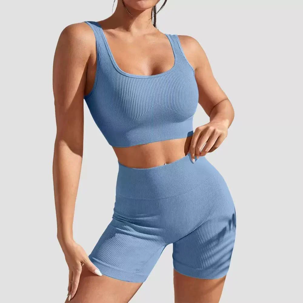 T588-976  Colorful shorts vest set yoga set - Image 11
