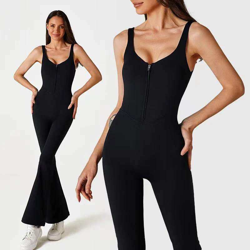 T588-978 Ladies' slim fit hip hugging one-piece zipper pants - Image 2