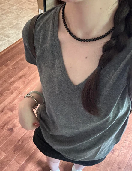 T588-990  Thin short sleeved casual V-neck - Image 2