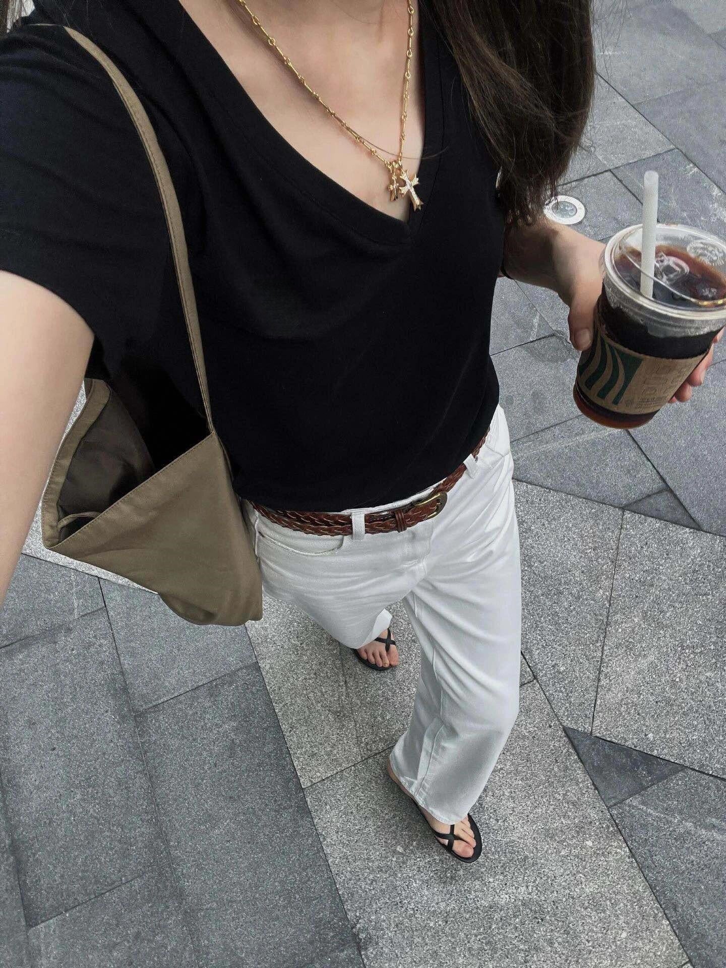 T588-990  Thin short sleeved casual V-neck - Image 7