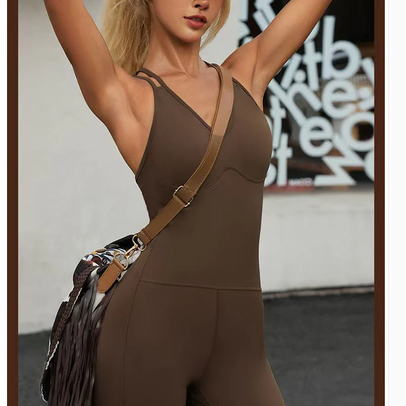 T588-993    One piece yoga clothing set, one-piece sports tight running suit - Image 2