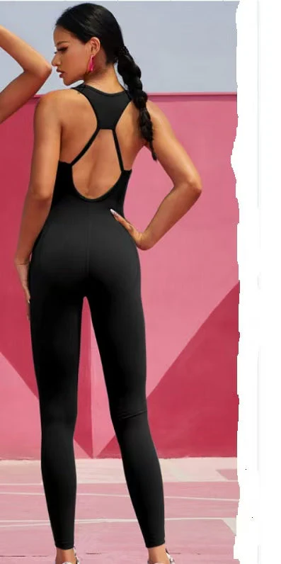 T588-993    One piece yoga clothing set, one-piece sports tight running suit - Image 4