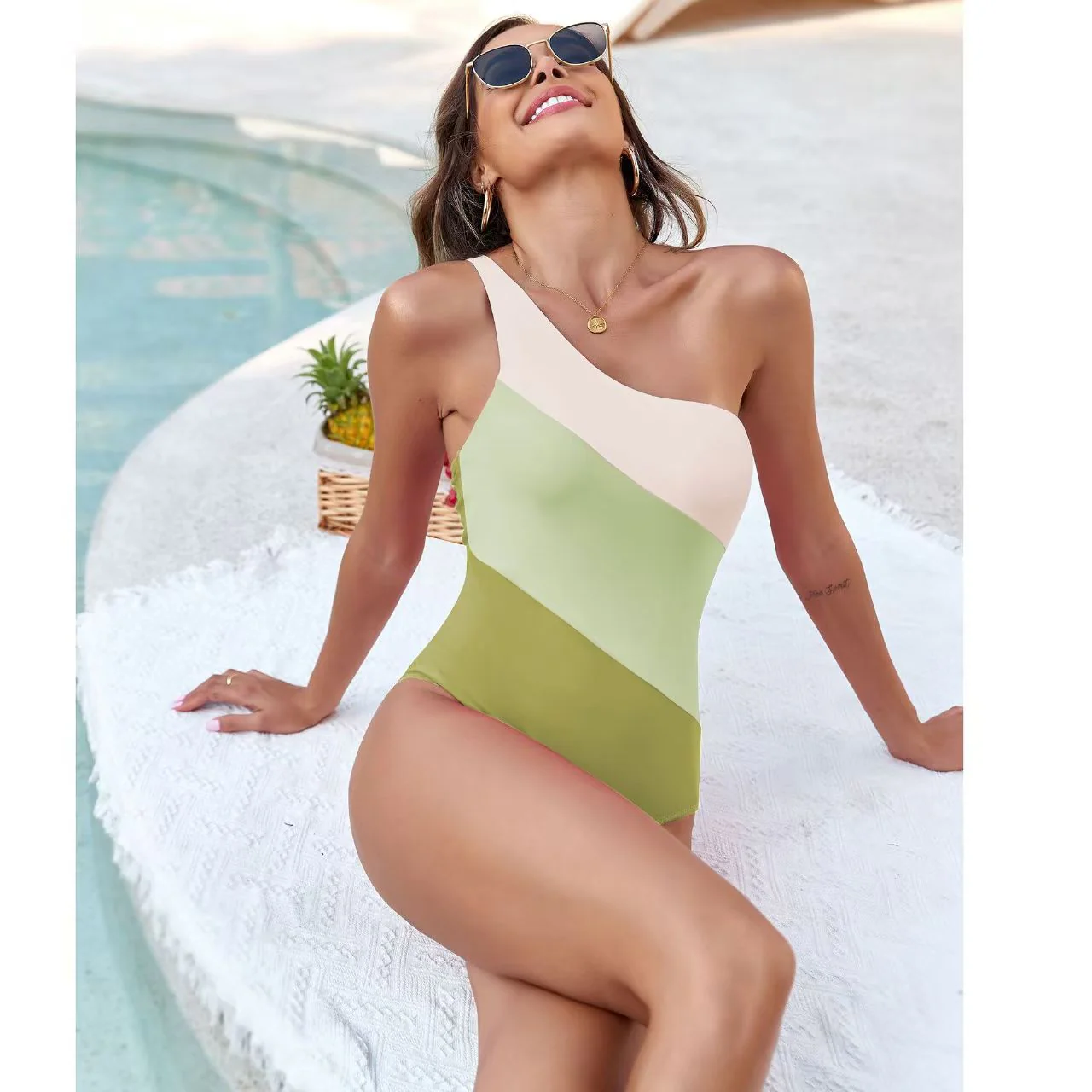 T588-997   Swimsuit splicing one-piece - Image 3